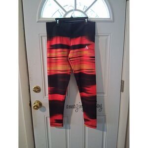 Adidas Tech Fit Athletic Leggings Large Compression Pants Red Yellow Black